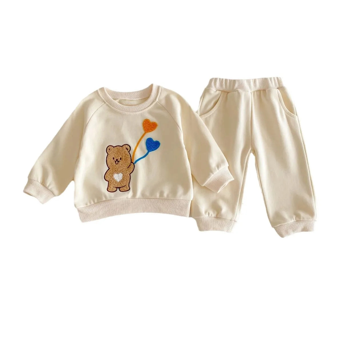 2024 NEW Flocking Bear Sweatshirt Set 2pcs 3M-4Y