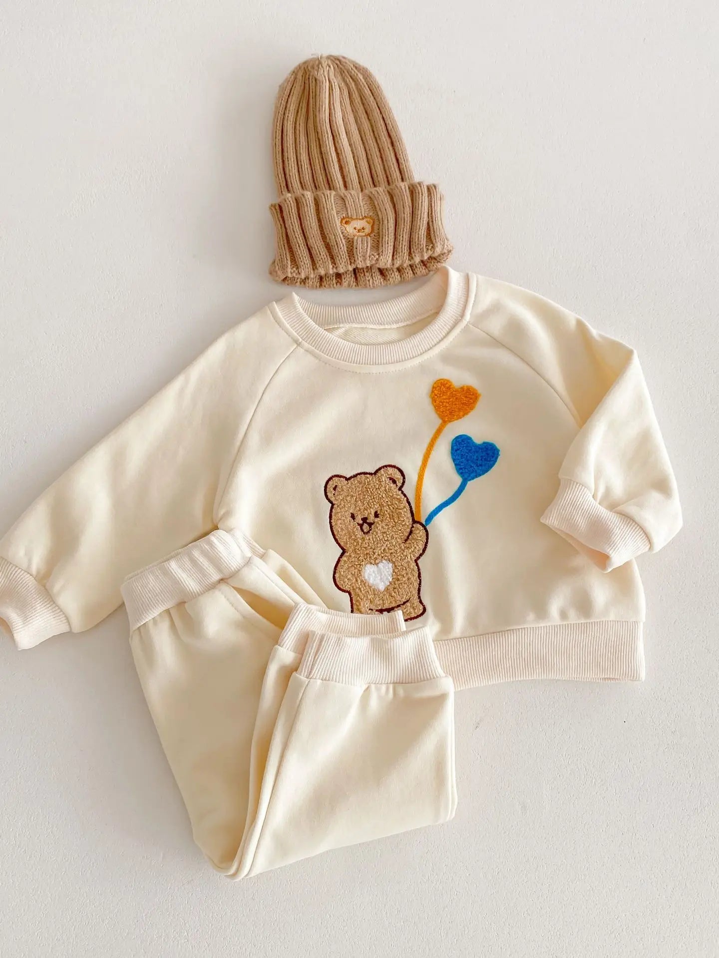 2024 NEW Flocking Bear Sweatshirt Set 2pcs 3M-4Y
