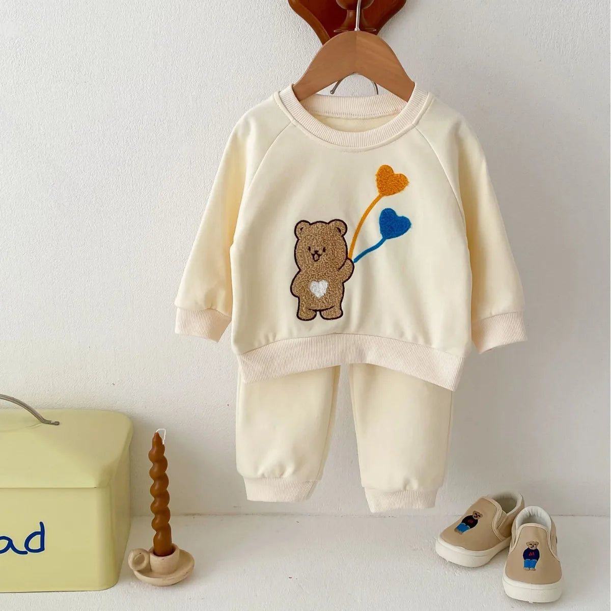 2024 NEW Flocking Bear Sweatshirt Set 2pcs 3M-4Y