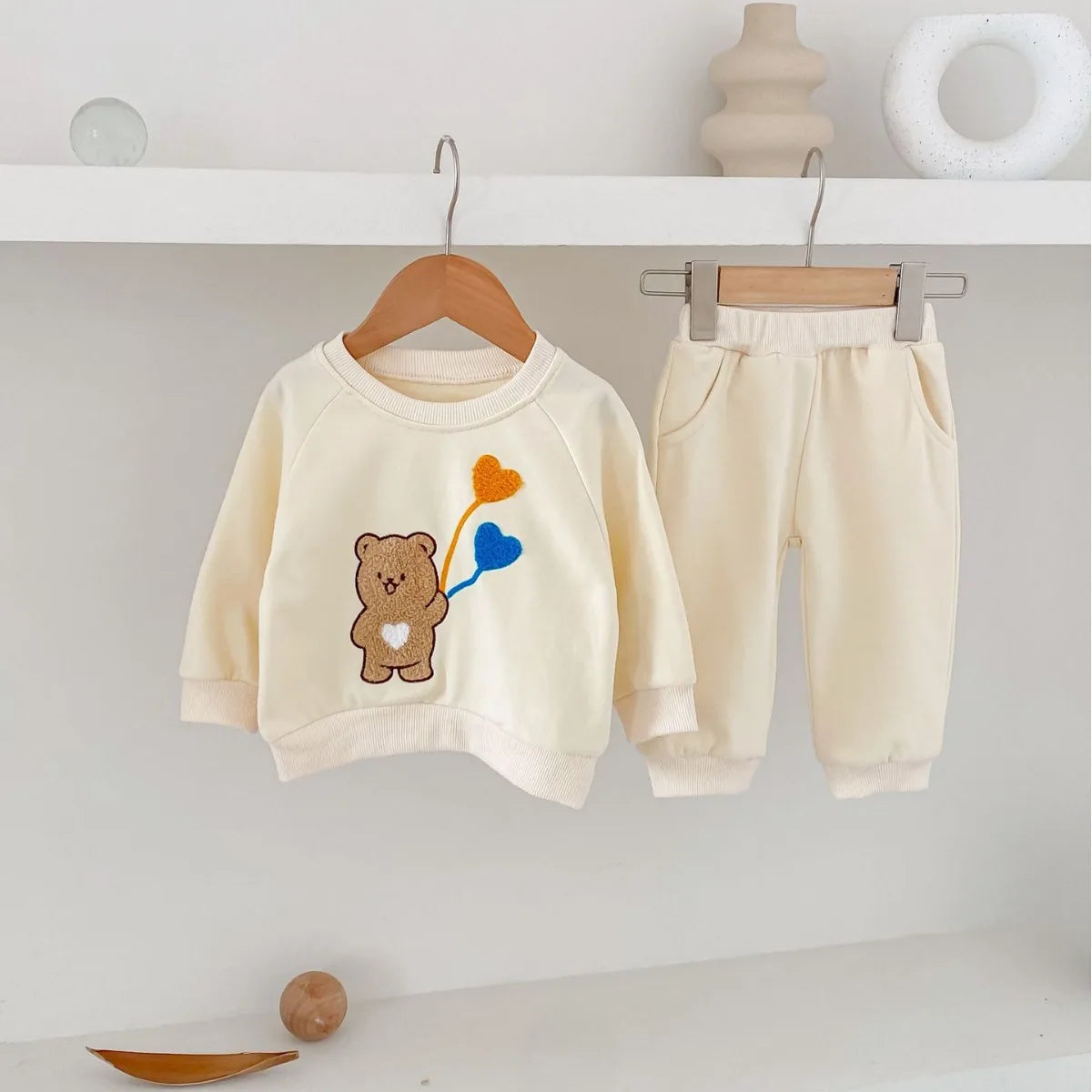 2024 NEW Flocking Bear Sweatshirt Set 2pcs 3M-4Y
