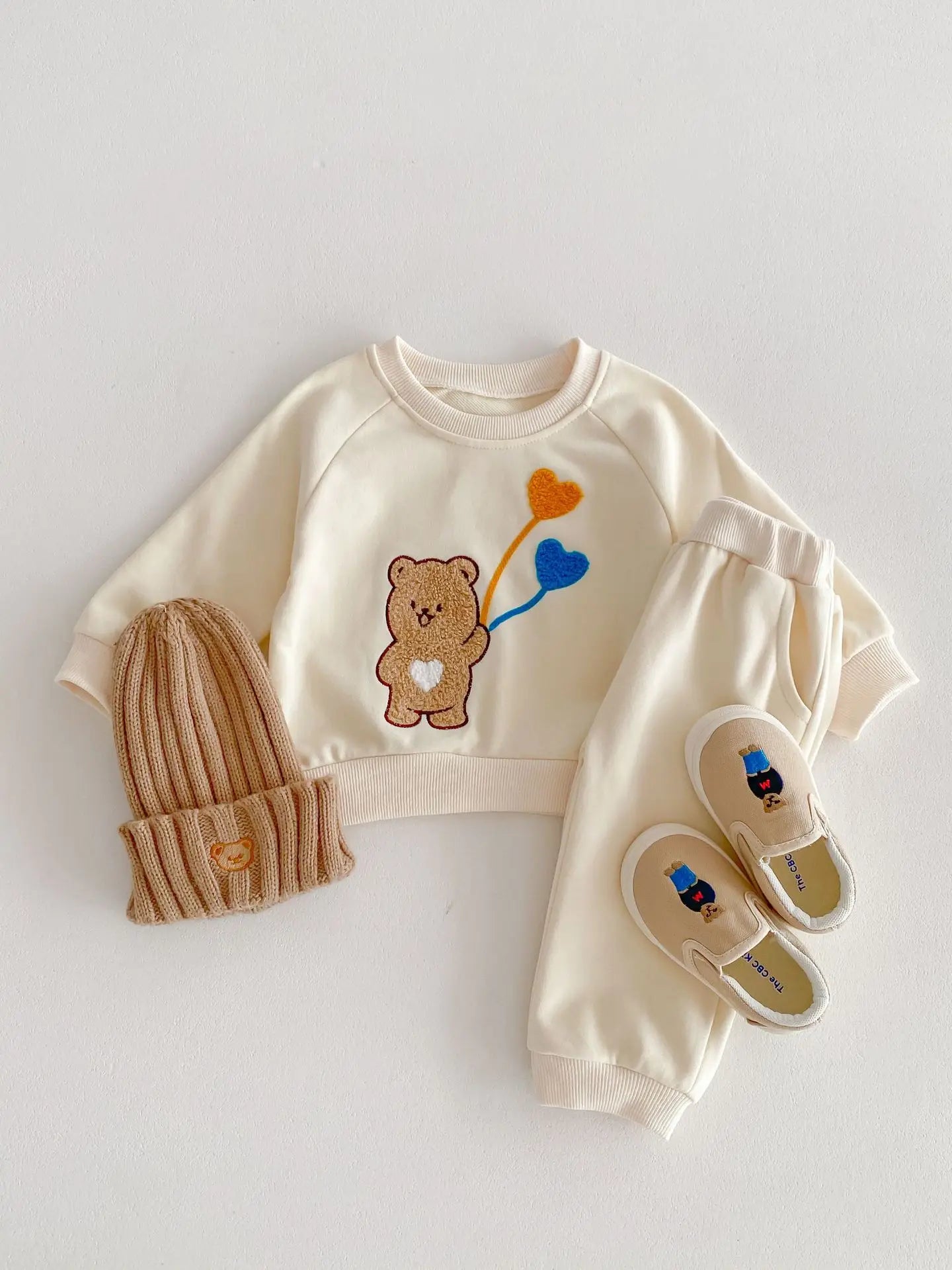 2024 NEW Flocking Bear Sweatshirt Set 2pcs 3M-4Y