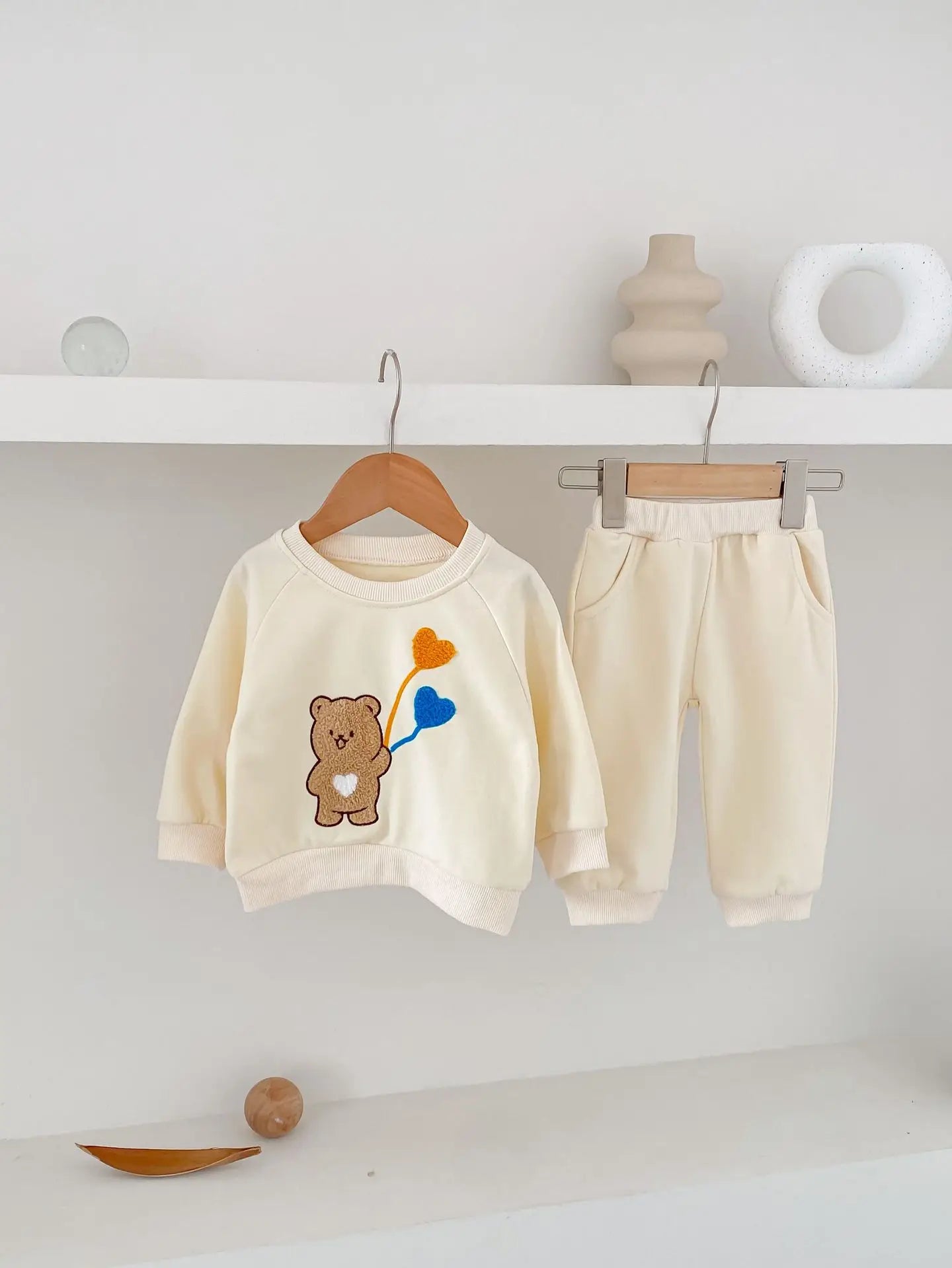 2024 NEW Flocking Bear Sweatshirt Set 2pcs 3M-4Y