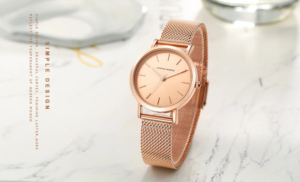 A++++ Quality Stainless Steel Band  Waterproof / Rose Gold Ladies Luxury Wrist Watch