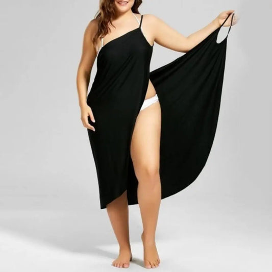 Fashion Women Casual Sexy Halter Loose Towel Dress  Plus Size S-5XL