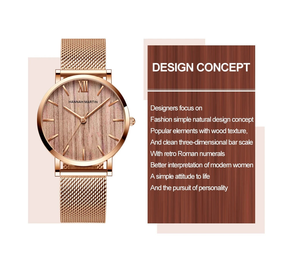 A++++ Quality Stainless Steel Band  Waterproof / Rose Gold Ladies Luxury Wrist Watch