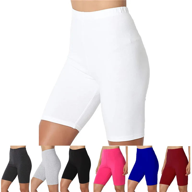 2024 Women Elastic Shorts/ Casual /High Waist Tight Fitness Slim Skinny Bottoms