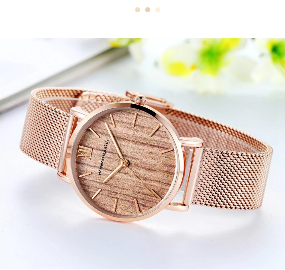 A++++ Quality Stainless Steel Band  Waterproof / Rose Gold Ladies Luxury Wrist Watch