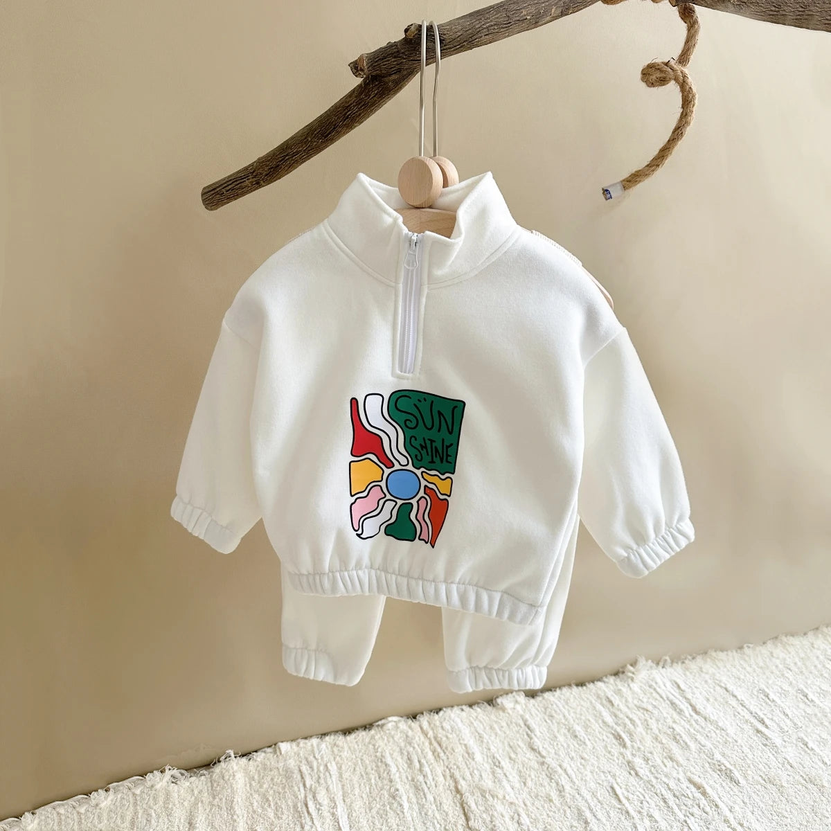 Baby Set Winter Autumn Thicken Half-Zip Fleece Jacket + Pant