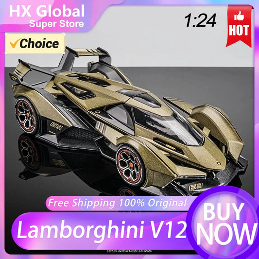 [Hot-Sale] Sports Car 1:24 V12 Vision GT Gran Turismo Alloy Concept Model Diecasts Metal Racing Model Sound Light Kids Toy Gift