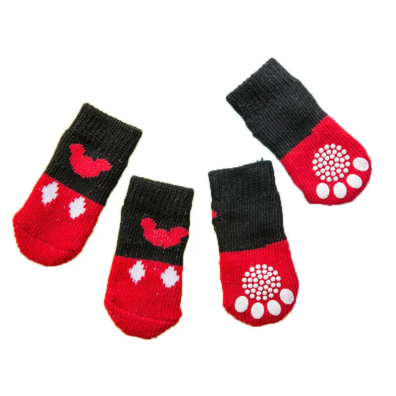 4pcs Spring Winter Warm Anti Slip Socks Puppy Dog Socks Soft Pet Knits Socks Cute Cartoon Puppy Shoes Small Medium Dogs Product