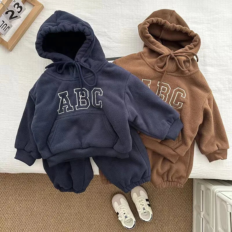 Winter Thick Hoodies Set Tops + Pants 2pc Sweatshirt