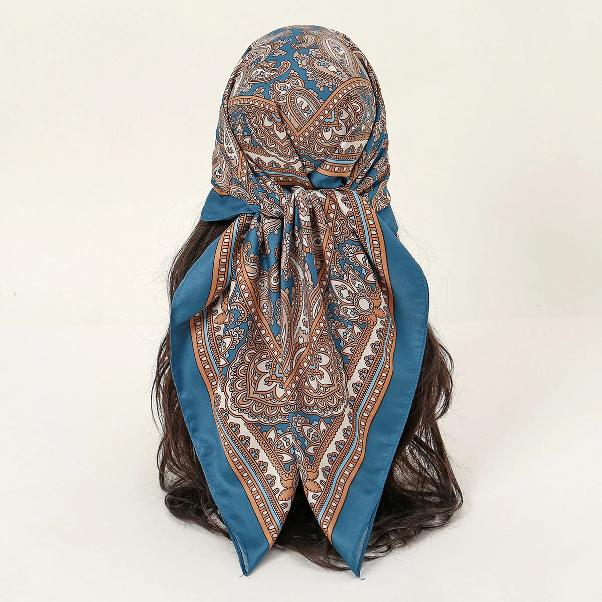 2024 New Satin Silk Square Scarf Paisley Bandana Cashew Elegant Headband Hair Scarf 90*90cm