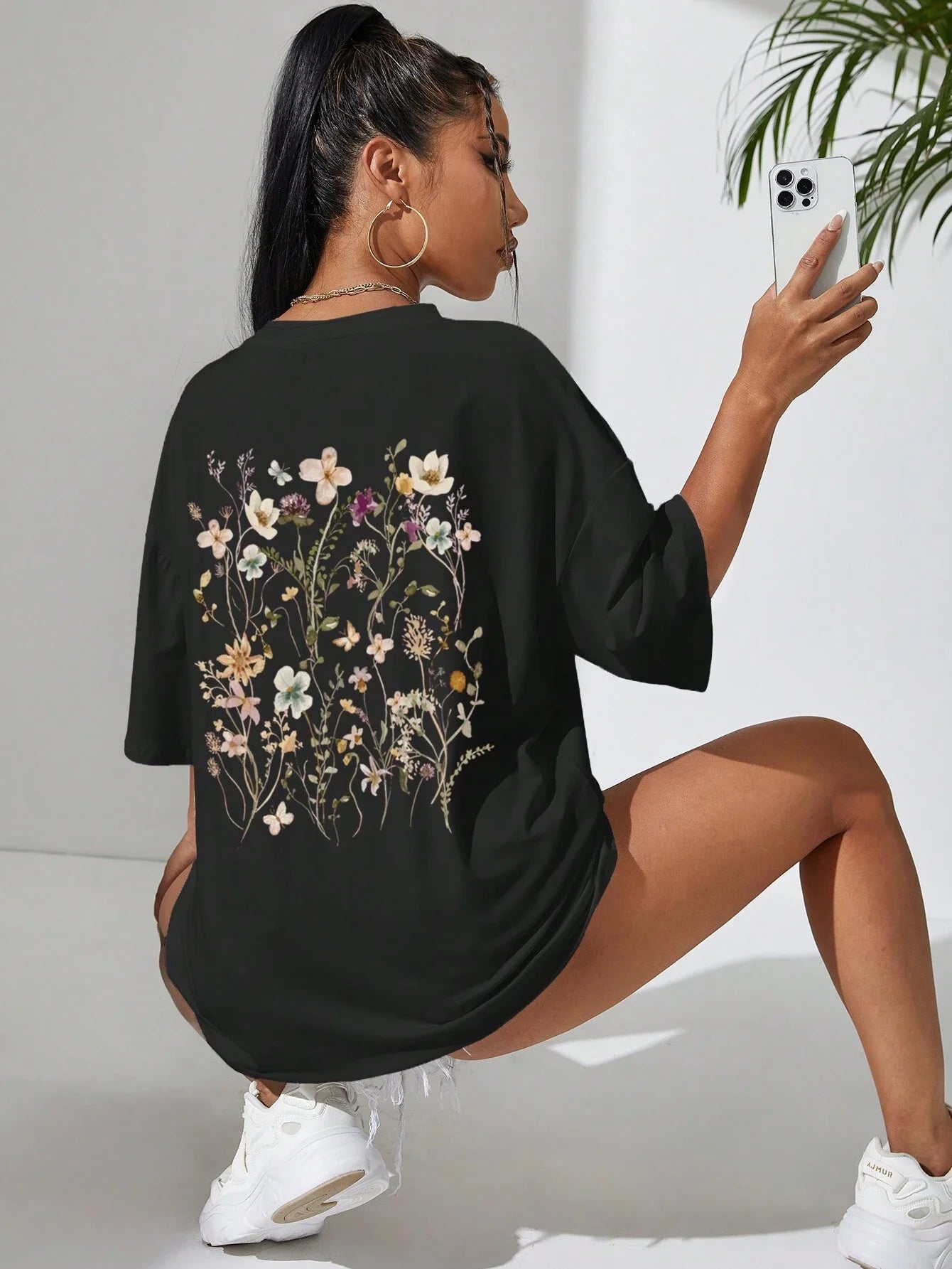 Beautiful flower clusters Print Cotton Women T-Shirts Casual Breathable Soft Short Sleeve Tops Loose Comfortable Street Clothes