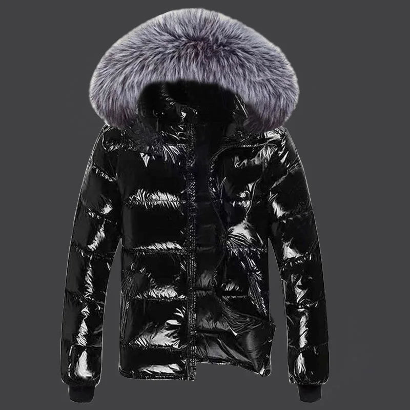 Jacket 2024 New Fashion Coat Female Glossy Waterproof Winter Hooded Jacket Plus Size 6XL