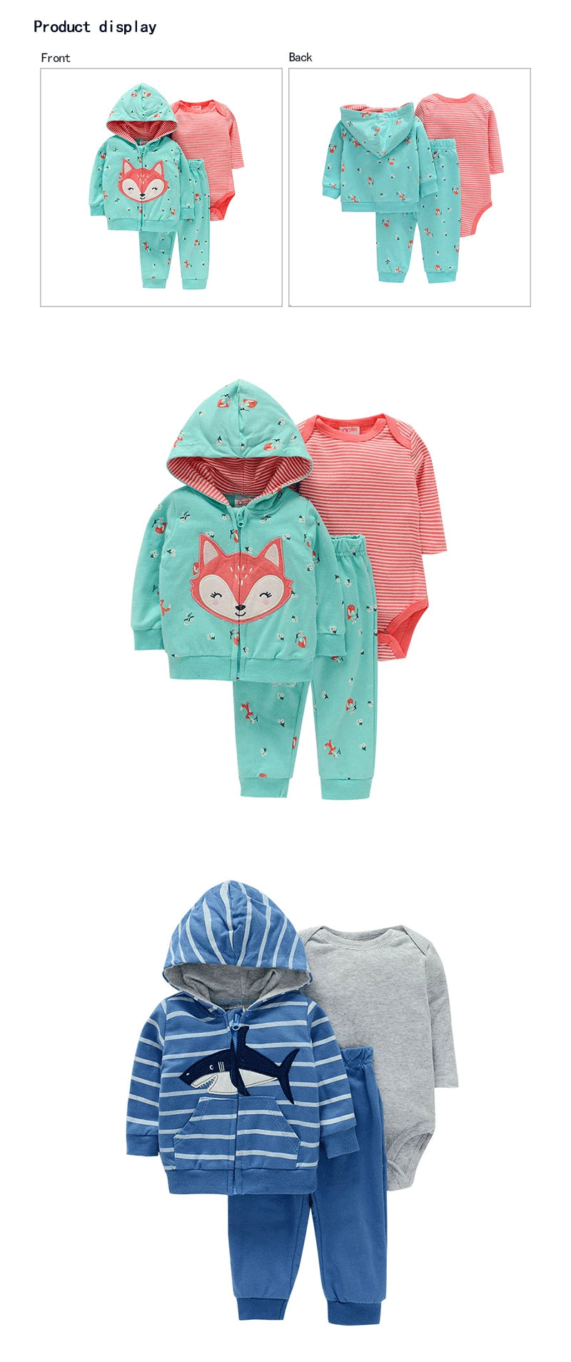 Ircomll Baby Clothes Set for Newborns Toddler Girl Boy Clothes Hooded Jacket Trousers + Bodysuits 3pcs Child sets Infant Outfits