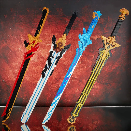 Samurai Sword Building Blocks Anime Ninja Weapon Model Assembly Bricks Boys Toy Idea Desktop Decoration Kids Birthday Gifts