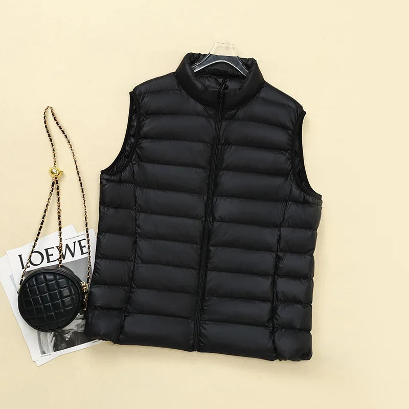 Women Sleeveless Down Jacket Plus Size 5XL 6XL 7XL 8XL 2023 New Autumn Winter Female Ultra Lightweight Packable Down Vest Coat