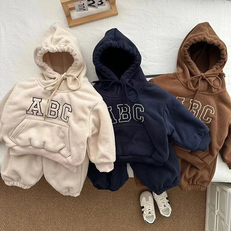 Winter Thick Hoodies Set Tops + Pants 2pc Sweatshirt