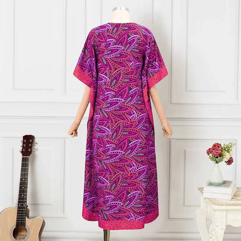 Plus Size 5XL VONDA Women Bohemian Printed Long Sundress 2024