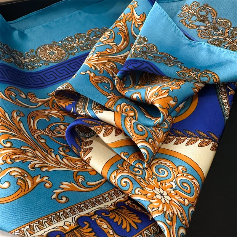 2024 New Fashion 70X70cmPrinted Scarf Pashmina Silk Scarf Square Shawl Decorative Headband Neck Luxury Design Bandana