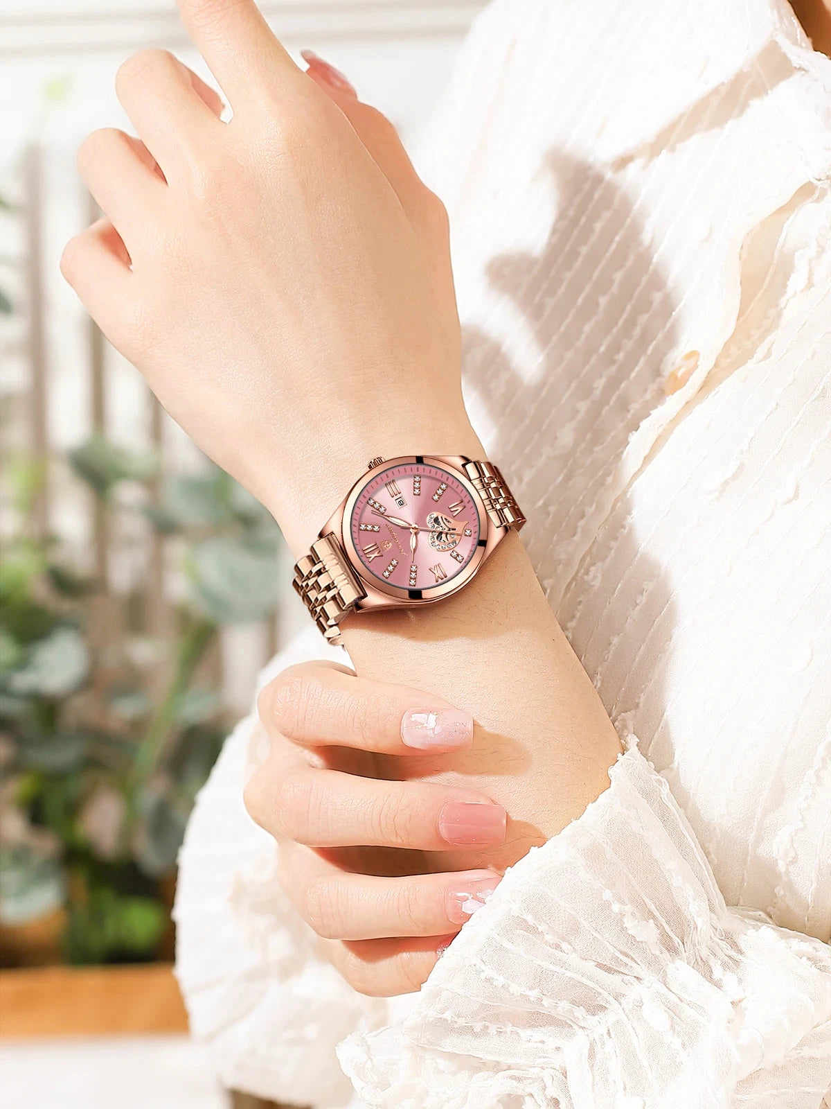 POEDAGAR Women Watches Fashion Rose Gold Stainless Stain Steel Ladies Watch Waterproof Quarzt Wristwatch Romatic Girlfriend Gift