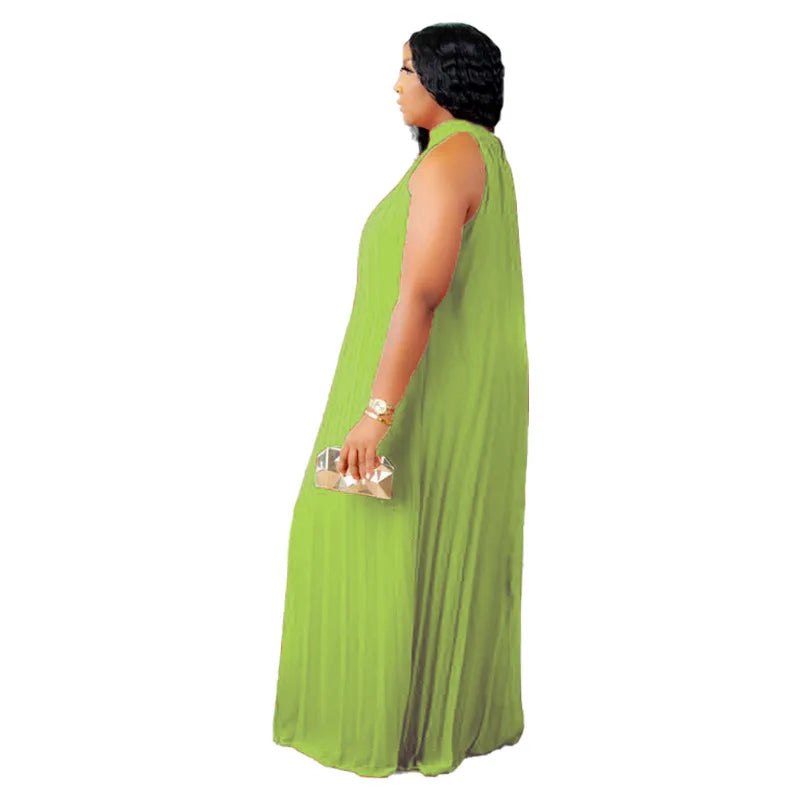 Plus Size Women Long Dress sleeveless Bandage Halter Hollow Out Spited A-line Maxi Dresses