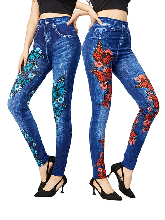 sexy Leggings High Waist Elastic Butterfly Print New Design Hot Sale