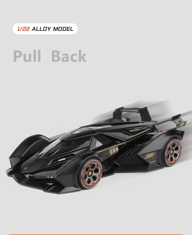 [Hot-Sale] Sports Car 1:24 V12 Vision GT Gran Turismo Alloy Concept Model Diecasts Metal Racing Model Sound Light Kids Toy Gift