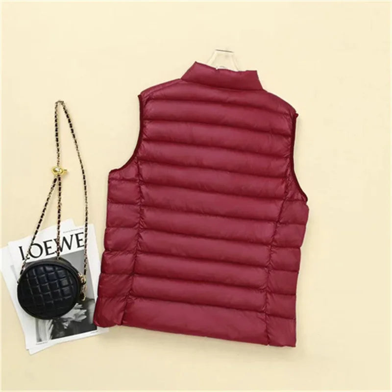 Women Sleeveless Down Jacket Plus Size 5XL 6XL 7XL 8XL 2023 New Autumn Winter Female Ultra Lightweight Packable Down Vest Coat