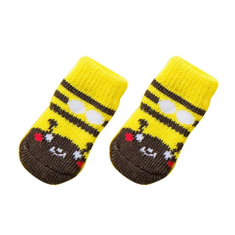 4pcs Spring Winter Warm Anti Slip Socks Puppy Dog Socks Soft Pet Knits Socks Cute Cartoon Puppy Shoes Small Medium Dogs Product