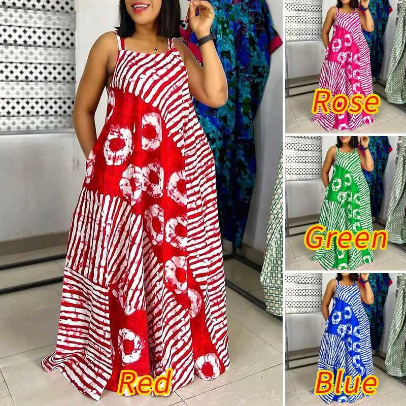 Plus Size 5XL VONDA Bohemian Printed Maxi Dress 2024