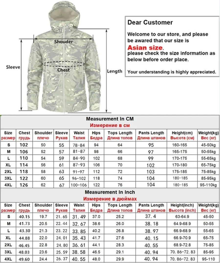 Winter Thicken Men Camo Suit Waterproof Tactical Training Set Multi-pocket Hooded Jacket Fleece Pants Outdoor Hunting 2-piece