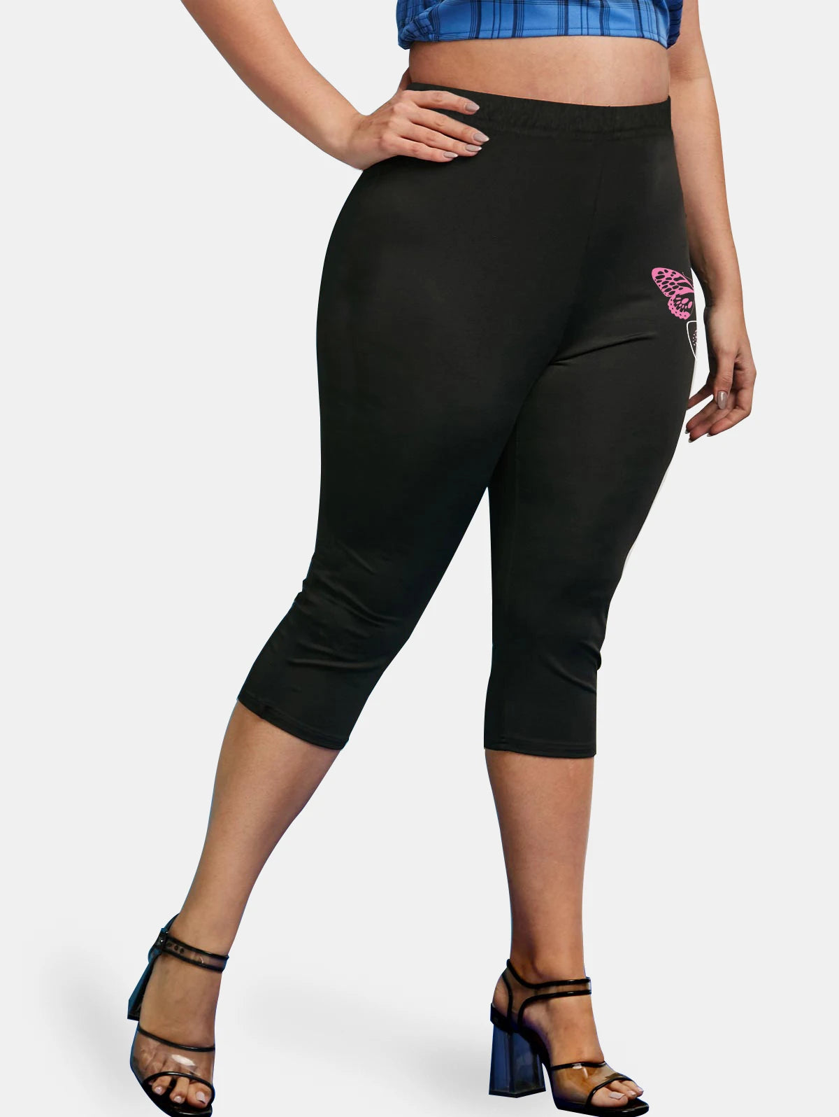 ROSEGAL Plus Size High Waist Capri Leggings Ladies Yoga Body Shaping Black Casual Jeggings 3D Printed Skinny Pencil Pants 5XL