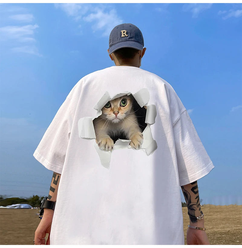 2024 New Funny Cat Printed T-shirt Men & Women S-5XL