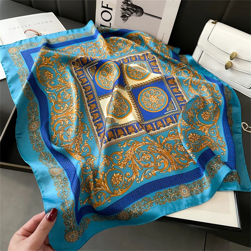 2024 New Fashion 70X70cmPrinted Scarf Pashmina Silk Scarf Square Shawl Decorative Headband Neck Luxury Design Bandana