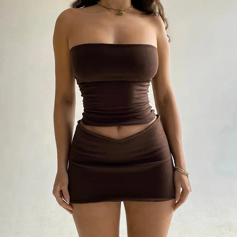 2024 top & Mini Skirts Two Piece Matching Set