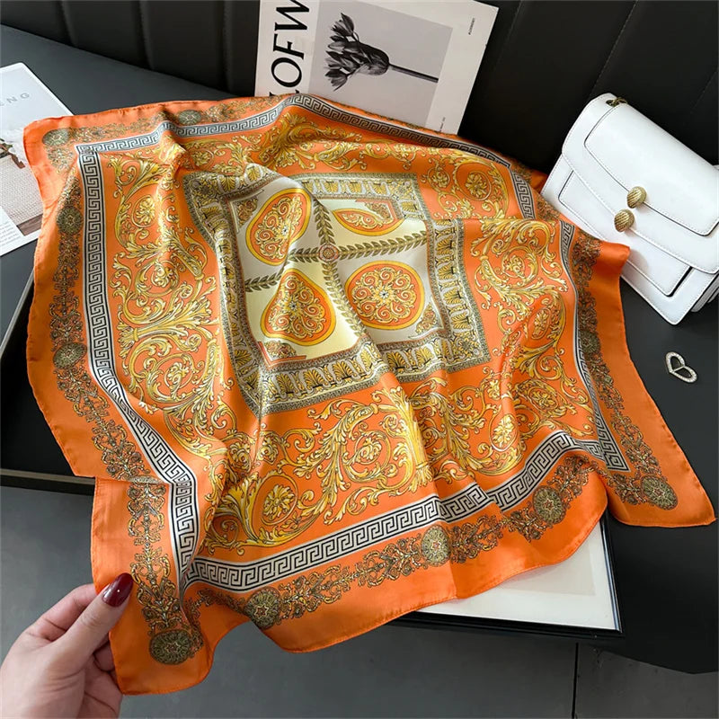 2024 New Fashion 70X70cmPrinted Scarf Pashmina Silk Scarf Square Shawl Decorative Headband Neck Luxury Design Bandana