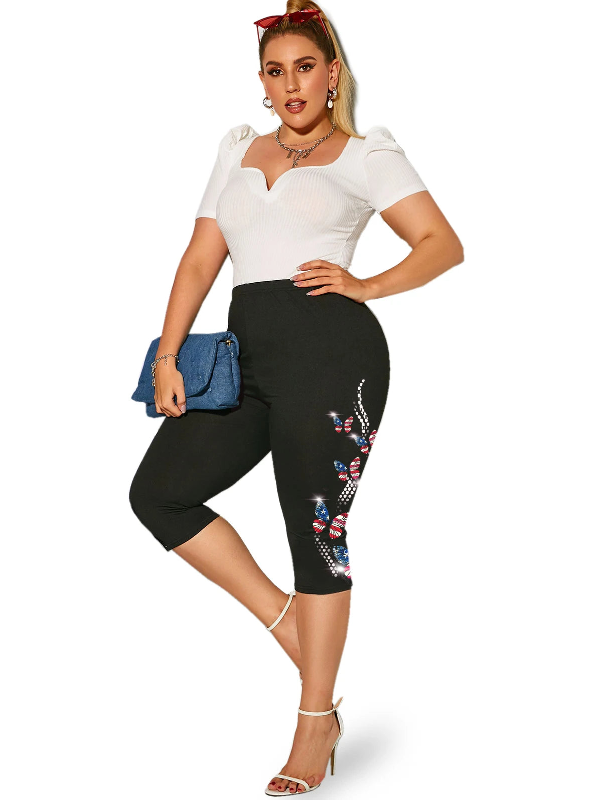 ROSEGAL Plus Size High Waist Capri Leggings Ladies Yoga Body Shaping Black Casual Jeggings 3D Printed Skinny Pencil Pants 5XL