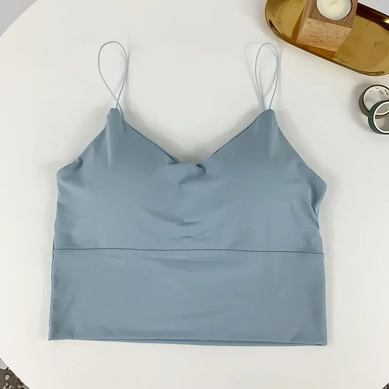 1PC  Sleeveless Cotton Bustier with Pads Soft Elastic Wear-resistant  Crop Top Seamless Bralette Tees