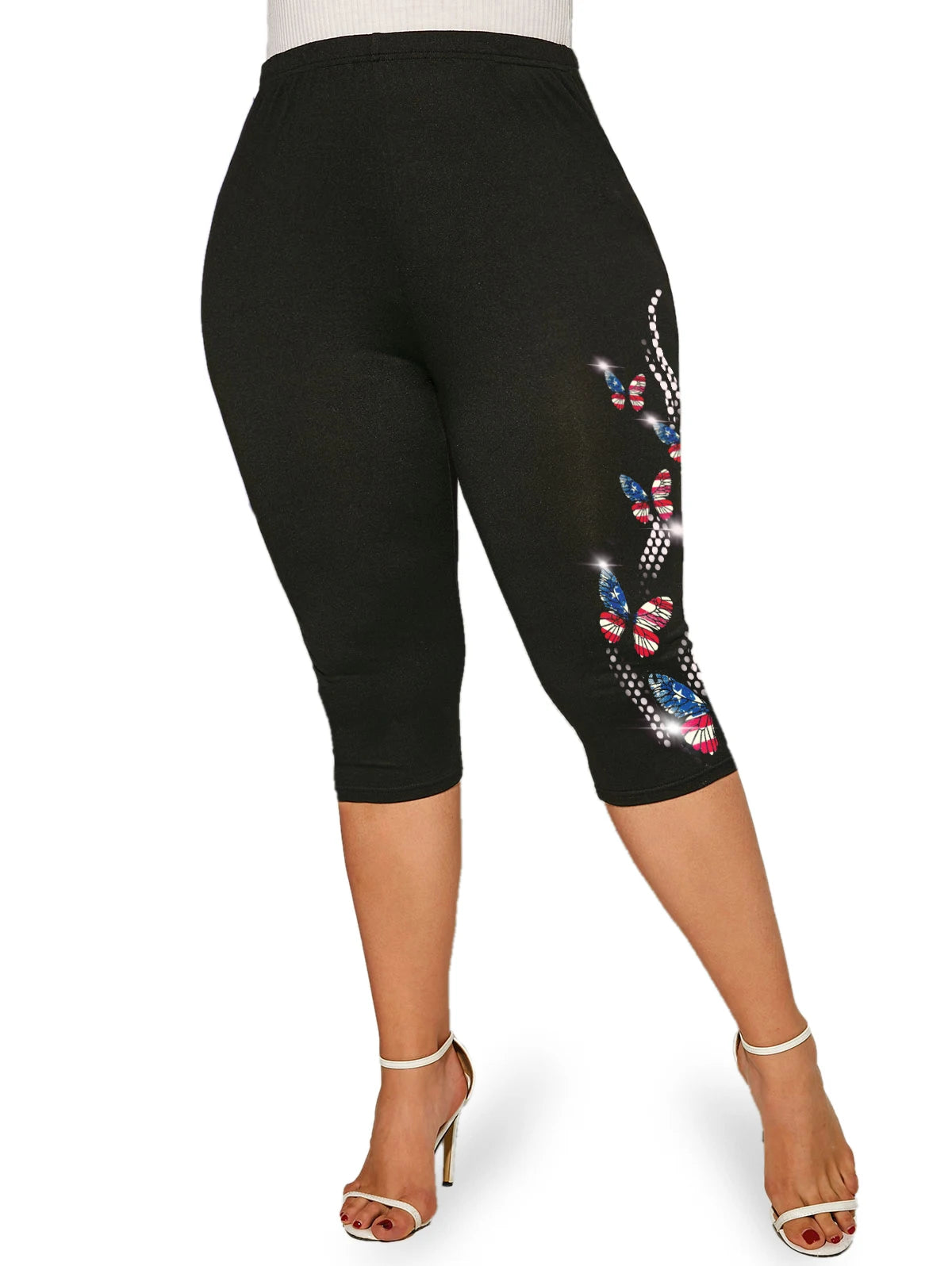 ROSEGAL Plus Size High Waist Capri Leggings Ladies Yoga Body Shaping Black Casual Jeggings 3D Printed Skinny Pencil Pants 5XL