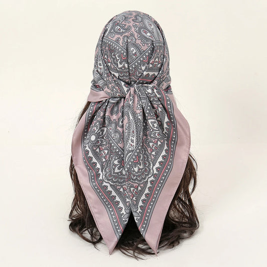 2024 New Satin Silk Square Scarf Paisley Bandana Cashew Elegant Headband Hair Scarf 90*90cm