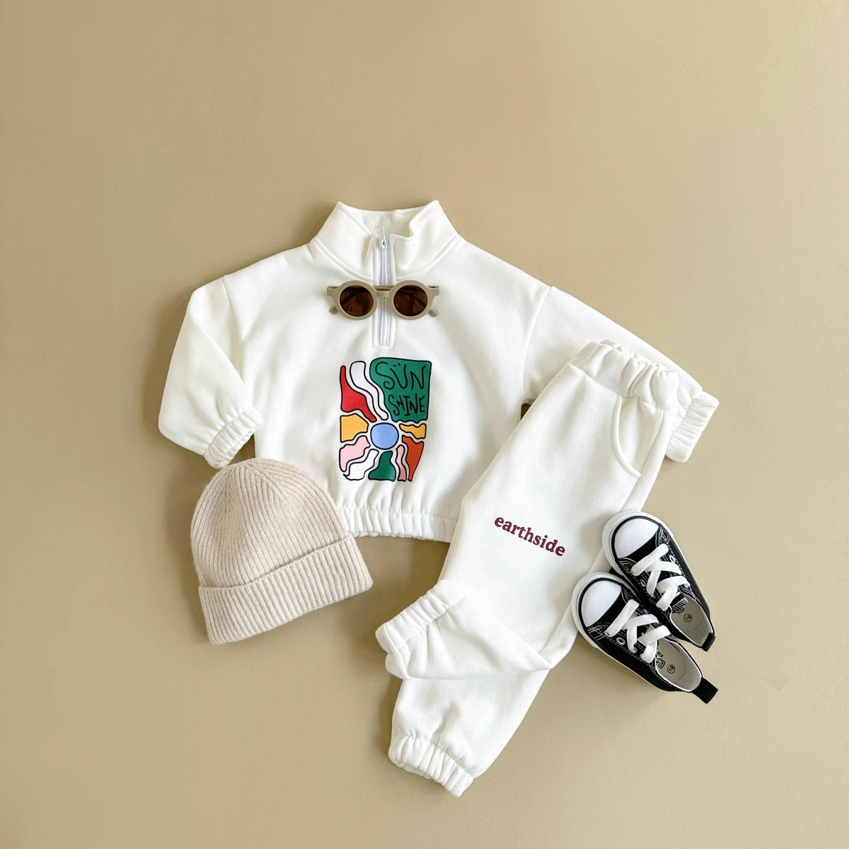 Baby Set Winter Autumn Thicken Half-Zip Fleece Jacket + Pant