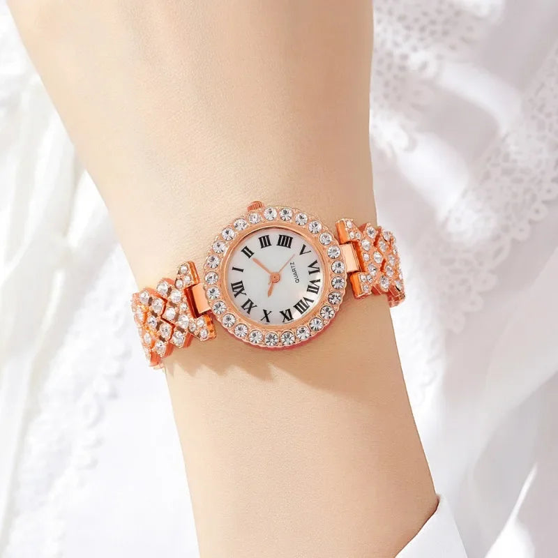 Full Crystal 5Pcs Watches Set for Women Diamond Women's Bracelet Watch Luxury Fashion Watch Bracelet Set Rhinestone Gifts