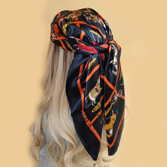 Silk Scarves Women Luxury Brand Summer Fashion Designer Head/Hair Scarf 90*90cm Hijab Bandana Cheveux Foulard Femme 90X90CM