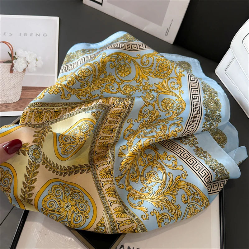 2024 New Fashion 70X70cmPrinted Scarf Pashmina Silk Scarf Square Shawl Decorative Headband Neck Luxury Design Bandana