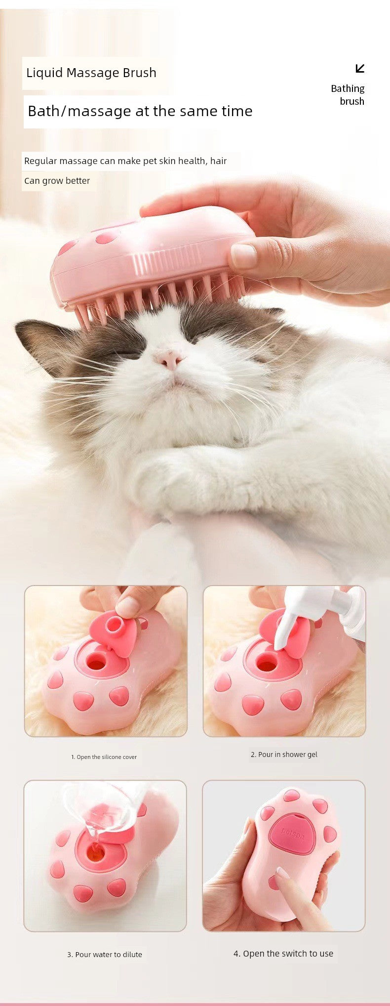 Pet Spray Hair Brush Cat Dog Massage Comb