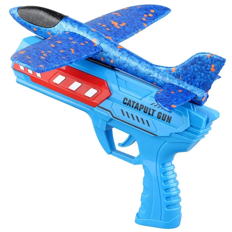 Kids Airplane Launcher Toys 13.2'' LED Foam Glider Catapult Gun Plane for Children Outdoor Flying Toys Birthday Gifts for Boys