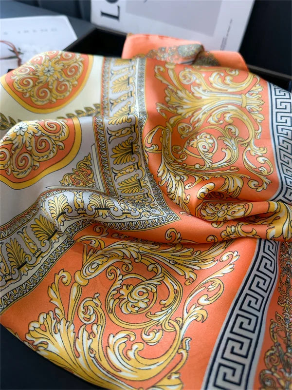 2024 New Fashion 70X70cmPrinted Scarf Pashmina Silk Scarf Square Shawl Decorative Headband Neck Luxury Design Bandana