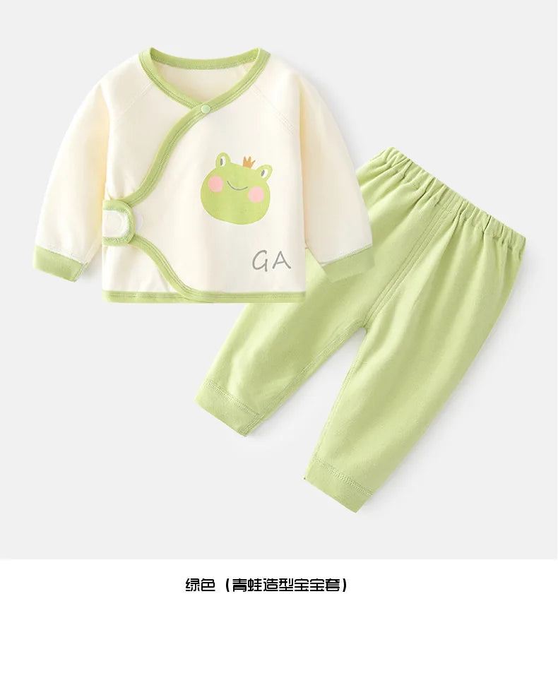 2Piece Spring Fall Newborn 0 To 3 Months Cartoon Cute Print Cotton Soft Top + Pants