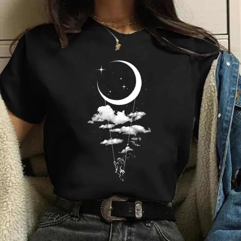 Moon Cartoon Graphic Printed